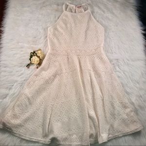 Ivory Lace Halter Skater Mini Dress Mossimo